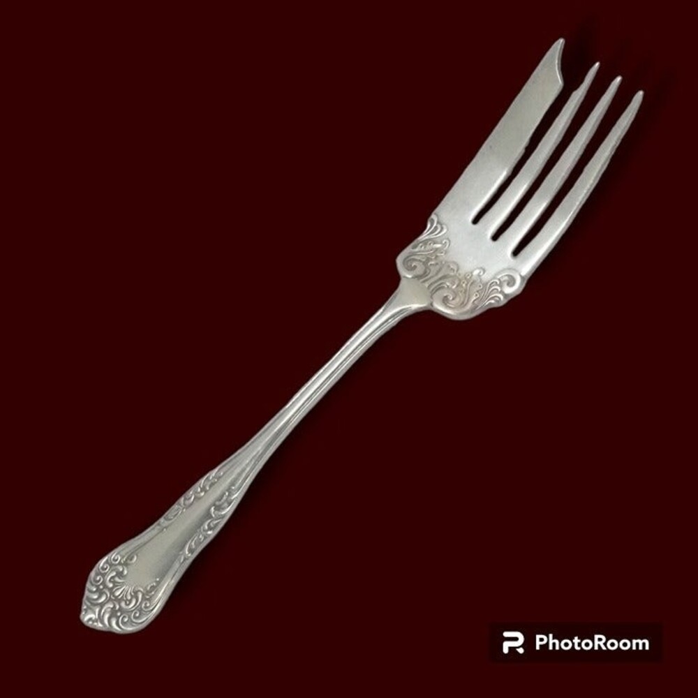 International Silver America Solid Small Cold Meat Serving Fork-1903-Silver Plat